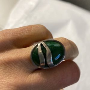 925 sterling Silver and Green Jasper ring size 6